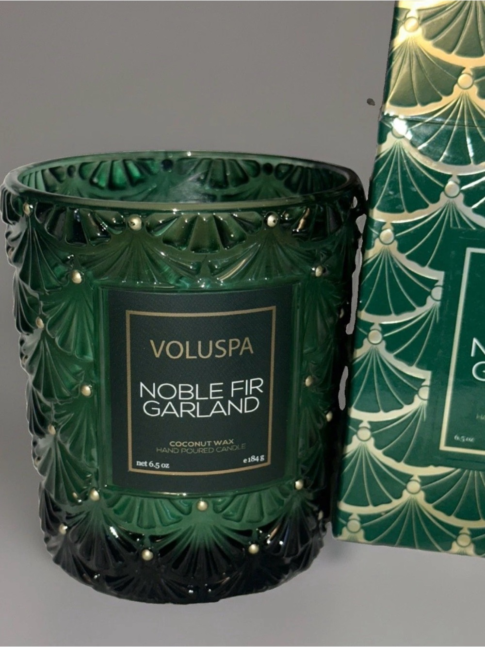 Voluspa Noble Fir Garland Boxed Candle 6.5 Oz Coconut Wax Blend Scented Candles
